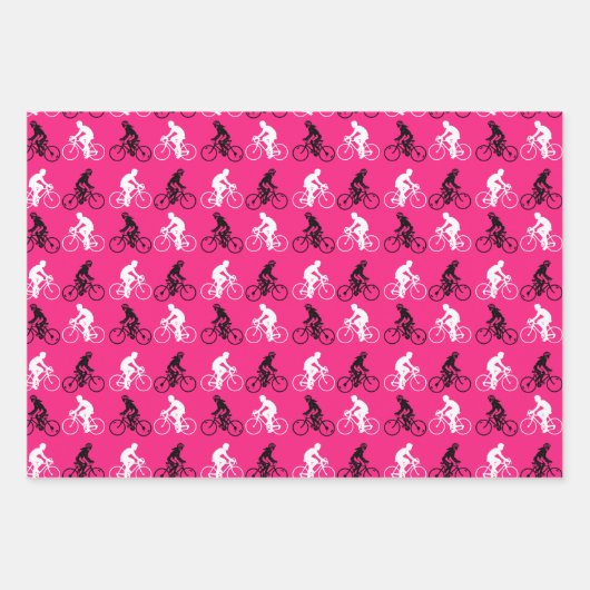Radsport-Thema Pink Lila Gray Geschenkpapier Set (Vorderseite)