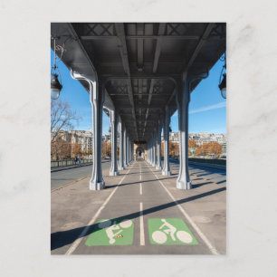 Radweg auf dem Steg Bir-Hakeim - Paris, Frankreich Postkarte