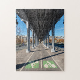 Radweg auf dem Steg Bir-Hakeim - Paris, Frankreich Puzzle