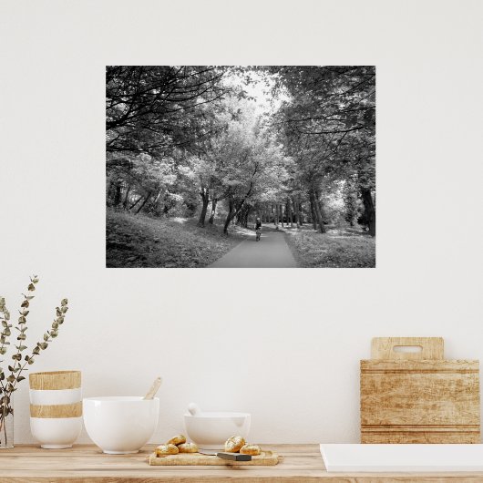 Radweg - Schwarz und Weiß Poster (Küche)