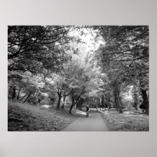 Radweg - Schwarz und Weiß Poster