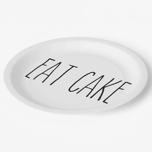 RAE DUNN Inspiriert EAT CAKE Einfach unterstrichen Pappteller (Schrägansicht)