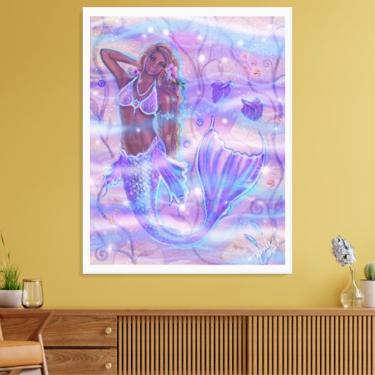 Raeni Mermaid mit lila Bettas von Renee Lavoie Leinwanddruck (Insitu (Wohnzimmer))