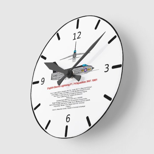 RAF Lighting Fighter Jet Runde Wanduhr (Winkel)