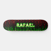 Rafael Skateboard grünes Feuer und Flammen Design. (Horizontal)