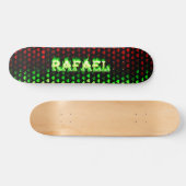 Rafael Skateboard grünes Feuer und Flammen Design. (Horizontal)