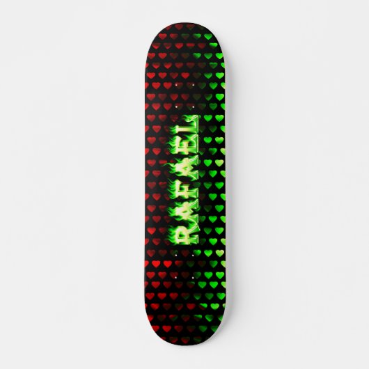Rafael Skateboard grünes Feuer und Flammen Design. (Vorne)