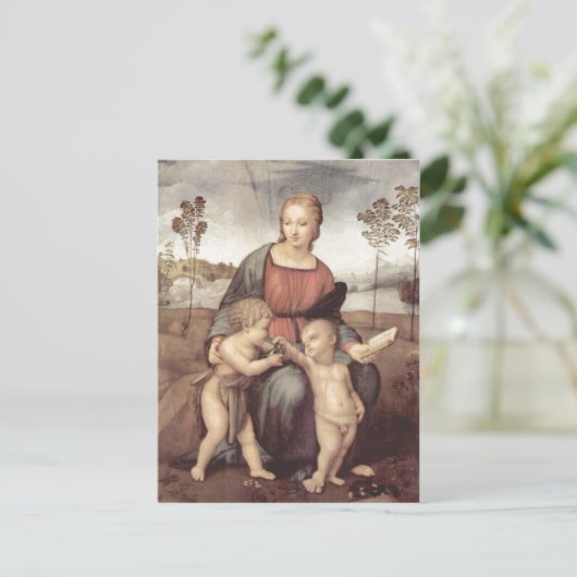 Raffael Madonna mit dem Stieglitz, Szene: Maria mi Postkarte (Stehend Vorderseite)