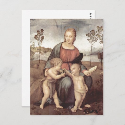 Raffael Madonna mit dem Stieglitz, Szene: Maria mi Postkarte (Vorne/Hinten)