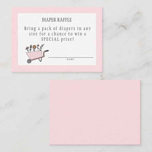 Raffekarte für rosa Windeln Begleitkarte (Vorne/Hinten)
