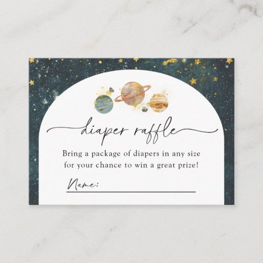 Raffekarte für Weltraumwähler | Space Baby Dusche Begleitkarte (Vorderseite)