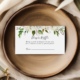 Raffelfahrschein "White Winter Peony Floral" Begleitkarte