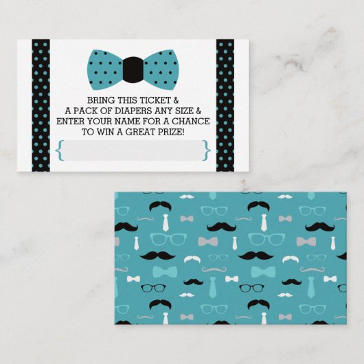 Raffelschein, Aquamarin, schwarz Begleitkarte (Vorne/Hinten)