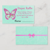 Raffelschein Aquamarin und rosa mit Bow Begleitkarte (Vorne/Hinten)