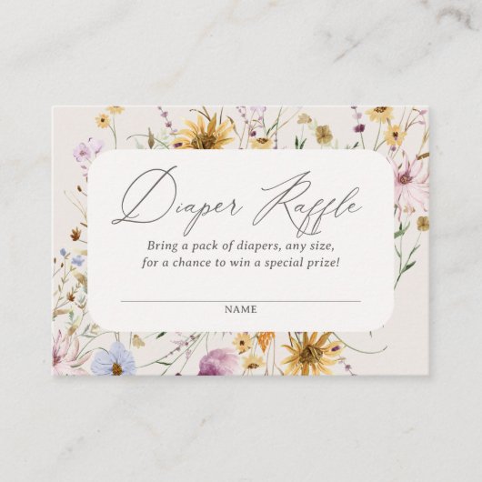 Raffelschein für Baby in Wildblume Begleitkarte (Vorderseite)