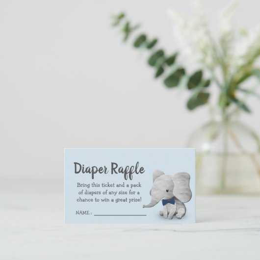 Raffelschein für Boy Elephant Baby Dusche Begleitkarte (Stehend Vorderseite)