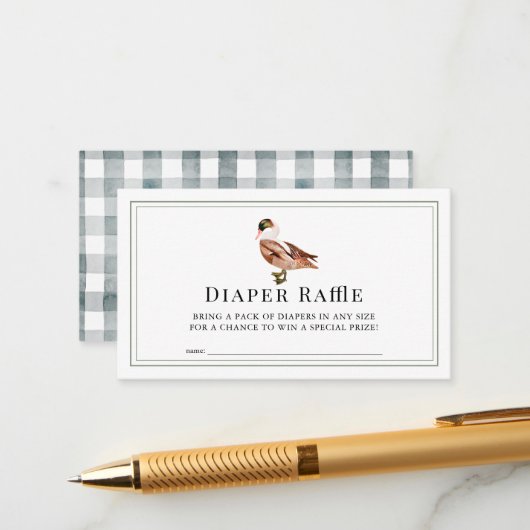 Raffelschein für klassische Ente/Mallard-Würfel Begleitkarte (Vorderseite/Rückseite Beispiel)