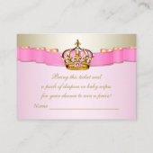 Raffelschein für Rosa und Gold Princess Girls Begleitkarte (Rückseite)