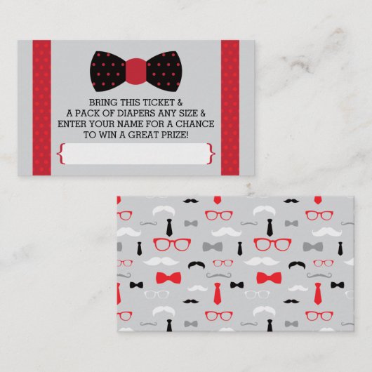 Raffelschein, schwarz, rot begleitkarte (Vorne/Hinten)