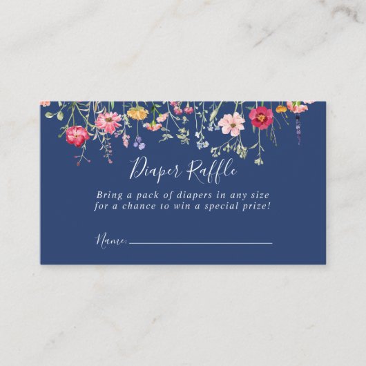 RaffelTicket für Boho Multicolor-Wildblume Begleitkarte (Vorderseite)