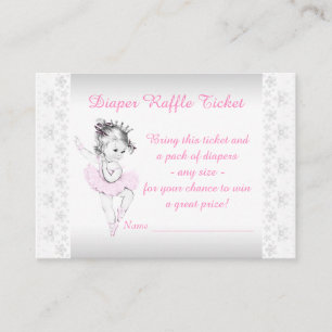 Raffelticket rosa Ballerina Windel Begleitkarte