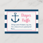 Raffelung des rosa Navy Nautical Anchor Baby Diape Begleitkarte (Vorderseite)