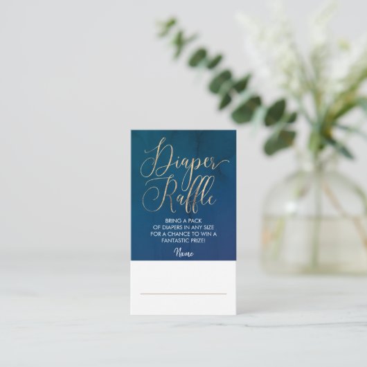 Raffetikett für Navy Blue und Gold Diaper Begleitkarte (Stehend Vorderseite)