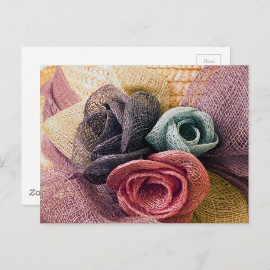 Raffia-Rose Postkarte (Vorne/Hinten)