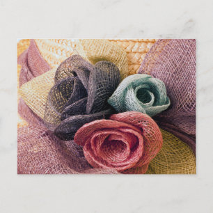 Raffia-Rose Postkarte