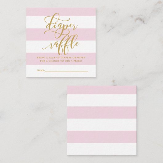 Raffinerieanfrage für rosa Stripe Gold Baby Dusche Begleitkarte (Vorne/Hinten)