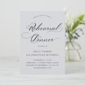 raffiniert | Calligraphie Soft Grau Probe Abendess Einladung (Stehend Vorderseite)