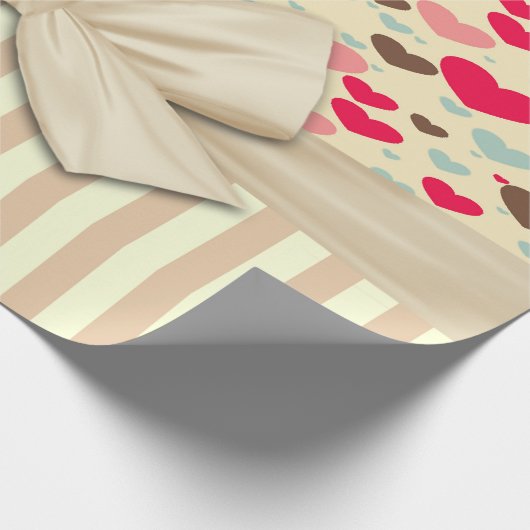 Raffiniert, gestreift, Boh, Herz Geschenkpapier (Ecke)