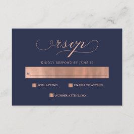 raffiniert | Imitate Rose Gold Wedding Calligrafy  RSVP Karte