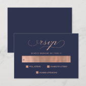 raffiniert | Imitate Rose Gold Wedding Calligrafy  RSVP Karte (Vorne/Hinten)