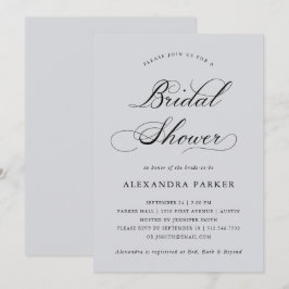 raffiniert | Kalligraphie auf weichem grauem Braut Einladung