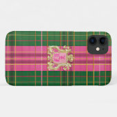 Raffiniert Mit Monogramm rosa und grün Kariert Case-Mate iPhone Hülle (Rückseite (Horizontal))