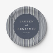 Raffiniert Navy Gestreift Minimalistisch Pappteller (Vorderseite)