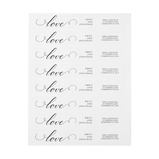 raffiniert | Schwarz-Weiß-Hochzeitskalligraphie (Bogen)