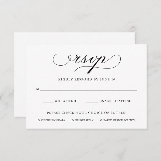 raffiniert | Schwarz-Weiß-UAWG mit Wahlmöglichkeit RSVP Karte (Vorne/Hinten)