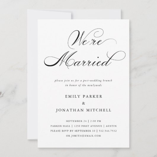 raffiniert| Schwarzer und weißer Post - Hochzeitss Einladung (Vorderseite)