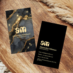 Raffiniert Schwarzes Gold Marmor Chic Geschäft Visitenkarte