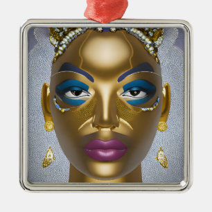 Raffinierte afrikanische Schönheit: Schwarzer Mona Ornament Aus Metall