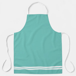 Raffinierte Aquamarine Twin White Hem Racing Strei Schürze