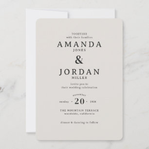 Raffinierte Beige typografische Eleganz Einladung