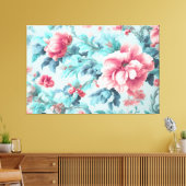 Raffinierte Blume aus rosafarbenem Granit und Blät Leinwanddruck (Insitu (Wohnzimmer))