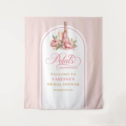 Raffinierte Blüten und Prosecco-Hochzeitshintergru Wandteppich (Vorderseite)