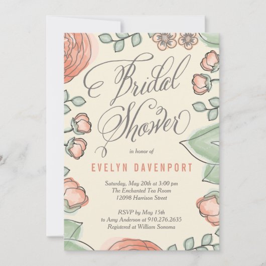 Raffinierte Blütendusche Einladung (Vorderseite)