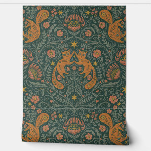 Raffinierte Bohemische Katzen - Moody Aquamarin &  Tapete