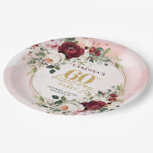 Raffinierte Boho Marsala Roségold Rosen Teller (Schrägansicht)