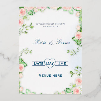 Raffinierte botanische Hochzeitsstationery Folieneinladung